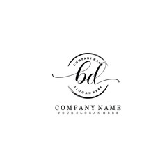 BD Initial handwriting logo template vector