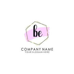 BE Initial handwriting logo template vector