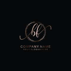 BF Initial handwriting logo template vector