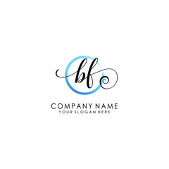 Obraz premium BF Initial handwriting logo template vector