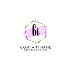 BI Initial handwriting logo template vector