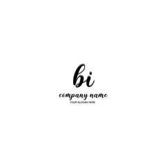 BI Initial handwriting logo template vector
