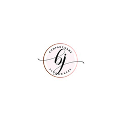 BJ Initial handwriting logo template vector