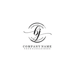 BJ Initial handwriting logo template vector