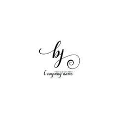 BJ Initial handwriting logo template vector