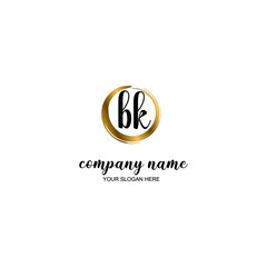 BK Initial handwriting logo template vector
