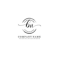 BN Initial handwriting logo template vector
