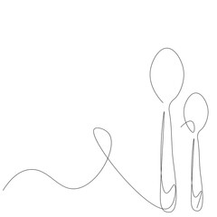 Spoons on white background line drawing, vector illustration