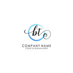 BT Initial handwriting logo template vector
