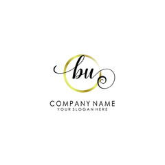 BU Initial handwriting logo template vector
