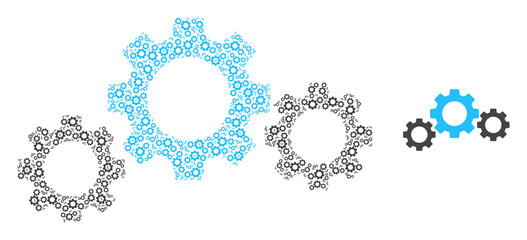 Vector gear transmission collage is composed from random recursive gear transmission pictograms. Recursion composition from gear transmission.