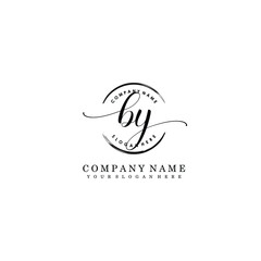 BY Initial handwriting logo template vector
