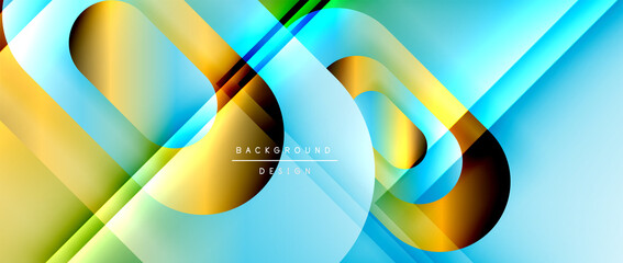 Vector geometric abstract background with lines and modern forms. Fluid gradient with abstract round shapes and shadow and light effects