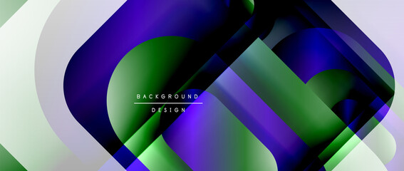 Vector geometric abstract background with lines and modern forms. Fluid gradient with abstract round shapes and shadow and light effects