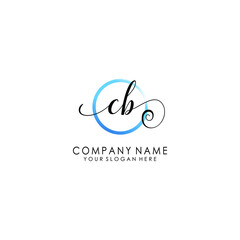 CB Initial handwriting logo template vector
