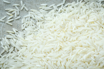 White basmati rice on a concrete worktop