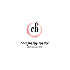 CB Initial handwriting logo template vector
