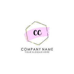 CC Initial handwriting logo template vector
