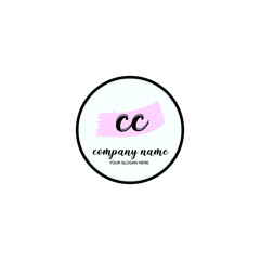 CC Initial handwriting logo template vector
