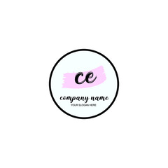 CE Initial handwriting logo template vector
