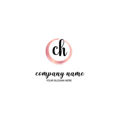 CH Initial handwriting logo template vector
