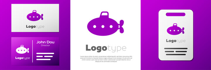 Logotype Submarine toy icon isolated on white background. Logo design template element. Vector.