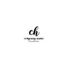 CH Initial handwriting logo template vector
