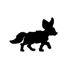 Fennec fox silhouette. Vector illustration of Sahara desert animal.