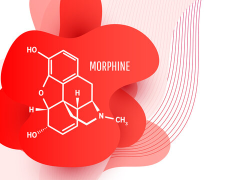 Morphine chemical formula, opium alkaloid.