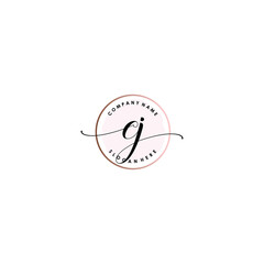 CJ Initial handwriting logo template vector
