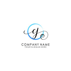 CJ Initial handwriting logo template vector

