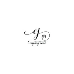 CJ Initial handwriting logo template vector

