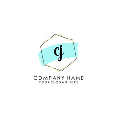 CJ Initial handwriting logo template vector
