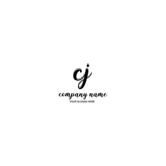 CJ Initial handwriting logo template vector

