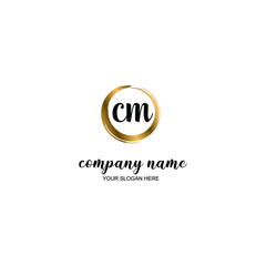 CM Initial handwriting logo template vector
