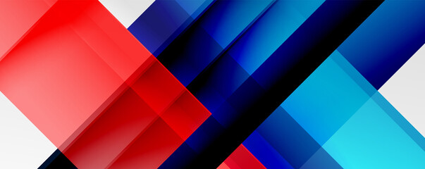 Geometric abstract backgrounds with shadow lines, modern forms, rectangles, squares and fluid gradients. Bright colorful stripes cool backdrops