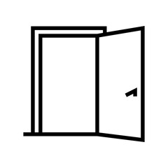 inside opened door line icon vector. inside opened door sign. isolated contour symbol black illustration