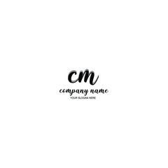 CM Initial handwriting logo template vector

