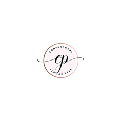 CP Initial handwriting logo template vector
