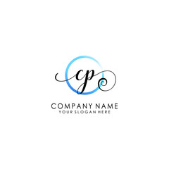 CP Initial handwriting logo template vector
