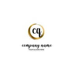 Obraz premium CQ Initial handwriting logo template vector 