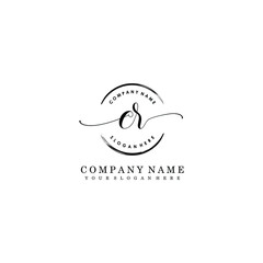 CR Initial handwriting logo template vector