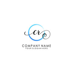 CR Initial handwriting logo template vector