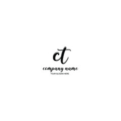 CT Initial handwriting logo template vector