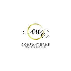 CU Initial handwriting logo template vector