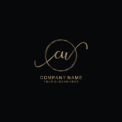 CU Initial handwriting logo template vector
