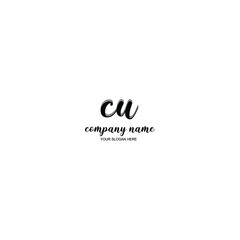 CU Initial handwriting logo template vector
