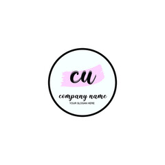 CU Initial handwriting logo template vector