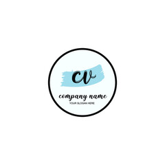CV Initial handwriting logo template vector