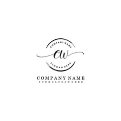 CW Initial handwriting logo template vector